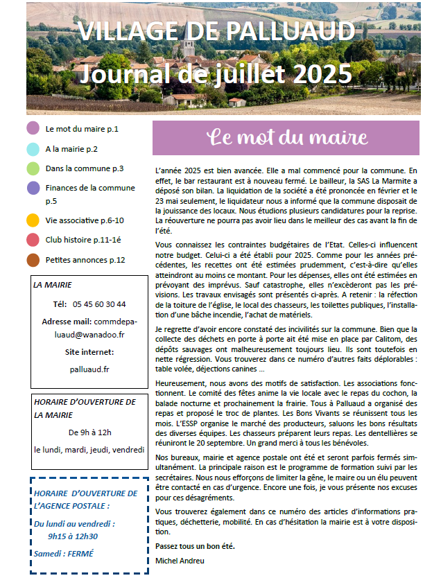 Le petit journal de Palluaud – TEST PAGE